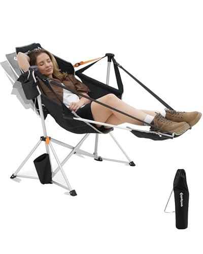 KingCamp Hammock Chair with Footrest – Heavy Duty Swinging Rocking Camping Chairs for Adults up to 400lbs, Folding Portabl...