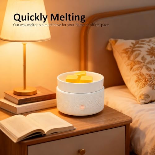 Candle Wax Melts Warmer Burner - Ceramic Essential Oil Warmer 3-in-1 candle warmer Timer Adjust Fragrance Intensity Auto S...