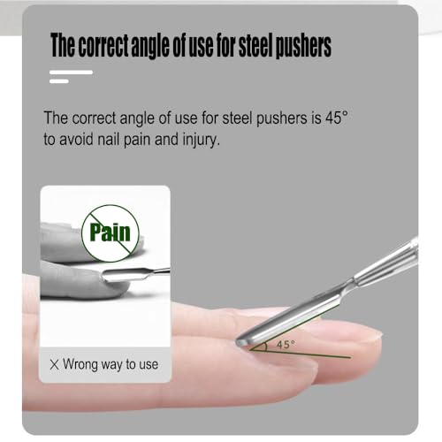 2 Pcs Stainless Steel Nail Cuticle Pusher,Cuticle Remover Manicure and Pedicure Tool for Fingernails and Toenails