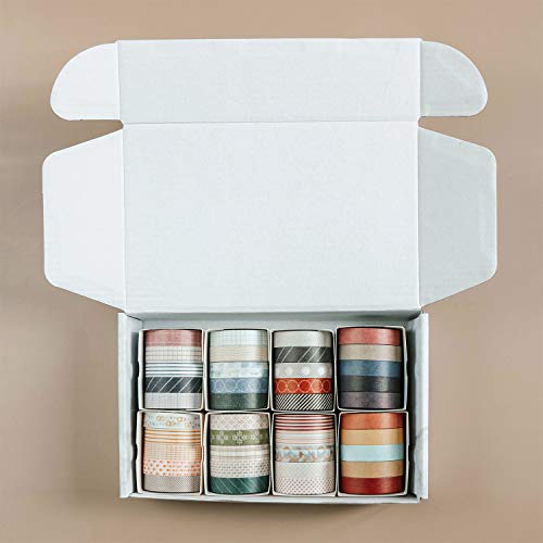 Knaid 40 Rolls of Slim Washi Tape Gift Box Set, Decorative Paper Tapes 10 mm Wide for Scrapbooking, DIY Arts and Crafts, B...