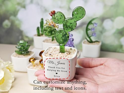 Nazenti Flower Pot Gifts for Mom Grandma Custom Quote, Personalized Floral Glass Flower Potted Gift for Mother's Day, Birt...