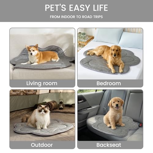 Cozy Bliss Cute Paw Shape Cooling Mat for Medium Dogs and Cats, Non-Slip, Leakproof Washable Pet Cooling Mat Q-Max 0.5 for...
