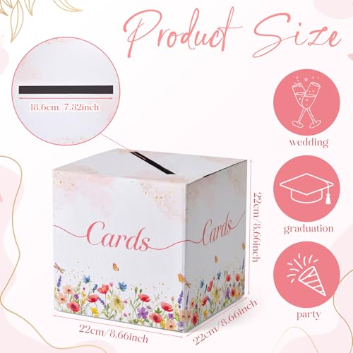 OurWarm White Wedding Card Box, Floral Paperboard Gift Card Box for Party Wedding Reception Decorations, Graduation Money ...