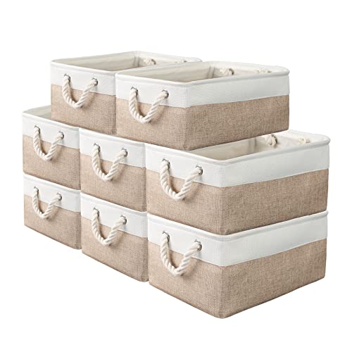 8 Pack Storage Basket Bins - Decorative Baskets Bulk Storage Box Cubes Containers with Handles for Clothes Storage Bathroo...
