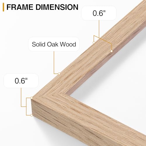 decorUhome Solid Oak Wood 11x14 Picture Frame, Display Pictures 8x10 with Mat or 11x14 without Mat, Wall Mounting Photo Fr...