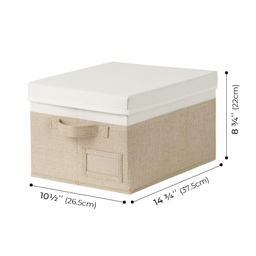 GRANNY SAYS Storage Basket with Lid, Linen Fabric Storage Bins with Label, Decorative Storage Boxes, Clothes Storage and O...