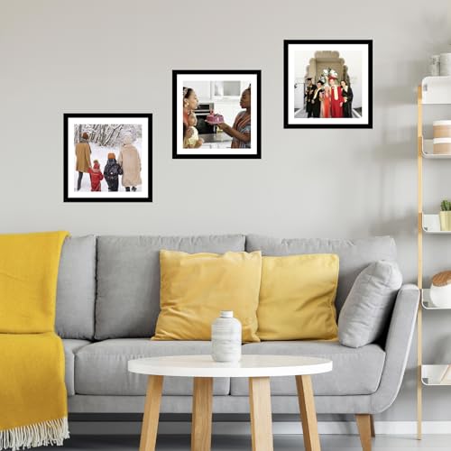 JCJMY 12x12 Picture Frame with Mat for 30 x 30cm Diamond Art Painting, Display Photo 10x10 or 12 x 12 Without Mat, Wall Ha...