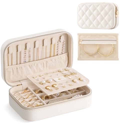 Lolalet Travel Jewelry Case for Women Girls, Travel Jewelry Organizer with Clear Storage Bag Small Portable Jewelry Box fo...