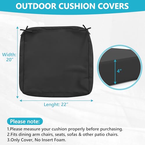 COSHNIBI Patio Cushion Covers 22'' X 20'' X 4'', Waterproof and Fade-Resistant Outdoor Cushion Cover Replacement for Outdo...