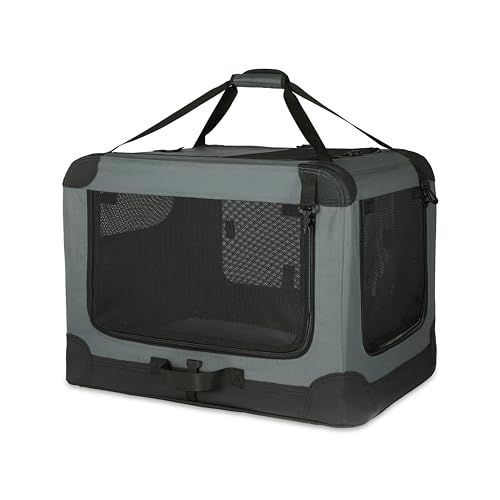 Amazon Basics 4-Door Portable Folding Soft Dog Crate, Collapsible Travel Kennel for Cat, Dog, and Other Small Animals, Pop...