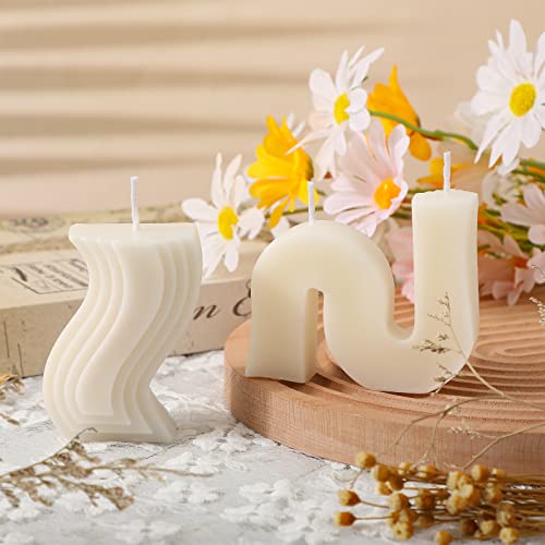Tondiamo 2 Pcs Trendy Twist Aesthetic Candles Soy Wax Minimalist Geometric Shaped Candles S Shaped Decoration Art Funky Sc...