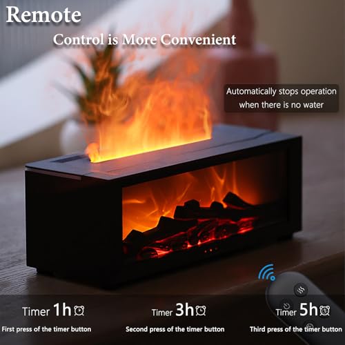 Holwim Fireplace Essential Oil Diffuser, Aromatherapy Diffuser, 150ml Ultrasonic Cool Mist Humidifier, 7 Colors Firelight ...