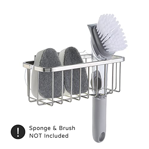 SunnyPoint NeverRust Deluxe Kitchen & Bathroom Sink Sponge Holder Organizer with Adhesive Mount - Additional Suction Cup I...