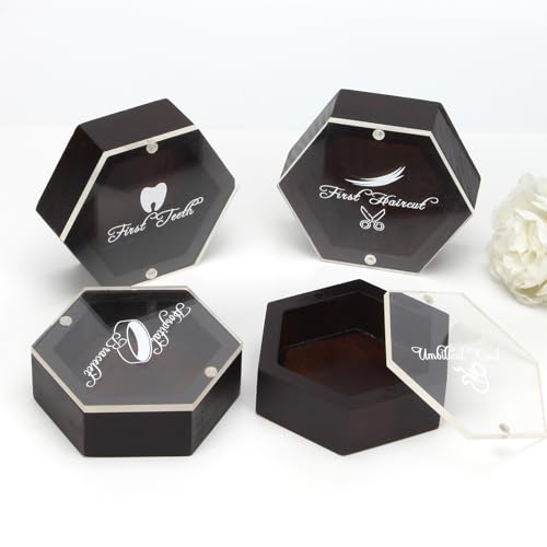 Lxmxgk Wooden Baby's First Keepsake Box, Newborn Essentials Must Haves Memory Box, Baby Memory Souvenir Collection Box, Ne...