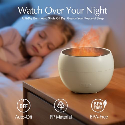 SALKING 2 Pack Flame Essential Oil Diffusers for Home, 150ml Fire Ultrasonic Diffusers for Essential Oils, Aromatherapy Di...