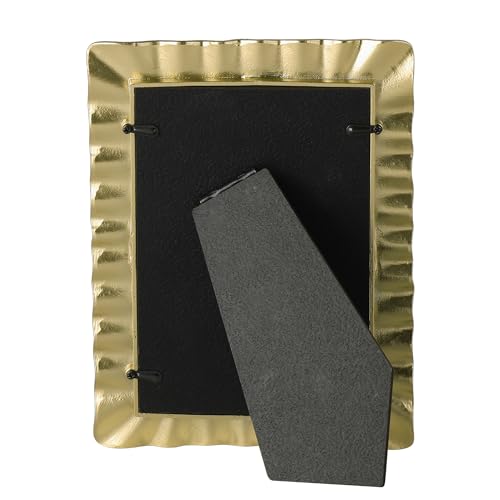 Synovana Antique Gold Picture Frame – 4x6 Vintage-Inspired Rippled Alloy Picture Frame, Golden Picture Frames for Wedding,...
