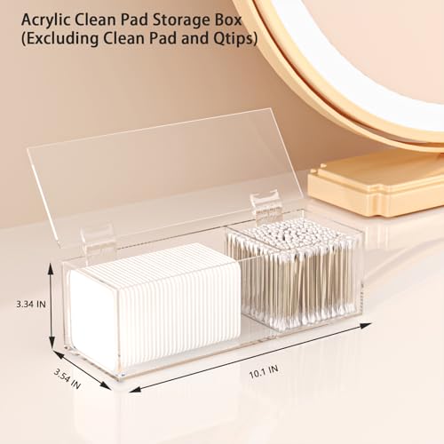 JHJFRAWY Clear Acrylic Qtip Holder for Clean Skin Club Clean² Pads Clean with Flip-Top Lid 2-Grid Canister Cotton Pad and ...