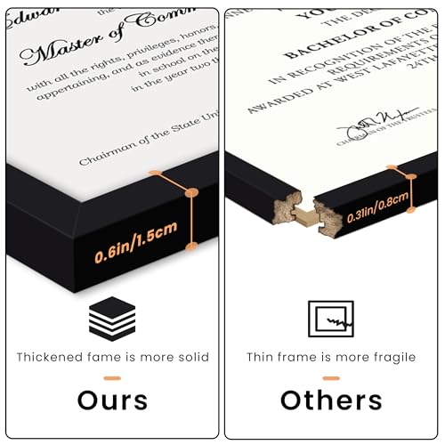upsimples Certificate Frame with Clear Plexiglass, 8.5 by 11 Picture Diploma Document Degree Frames for Wall and Tabletop,...