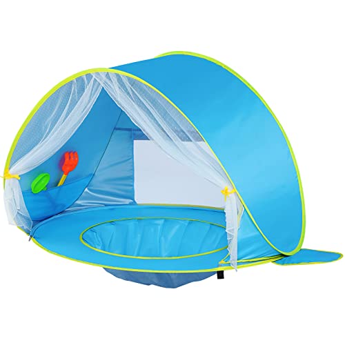 Monobeach Baby Beach Tent, Beach Canopy Sun Shelter UPF50+ UV Protection Baby Pool with Canopy, Easy Set Up Pop Up Baby Be...