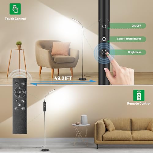 Yikuneng Dimmable LED Floor Lamp, Super Bright Reading Lamps Floor Standing lamp with Remote & Touch Control, Stepless Dim...