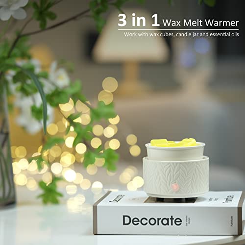 EQUSUPRO Wax Melt Warmer for Scented Wax Melts 3-in-1 Electric Ceramic Candle Wax Warmer Burner Fragrance Wax Melter for H...