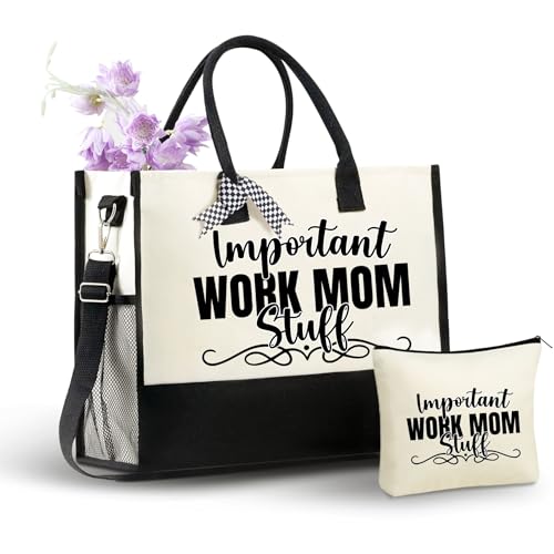InnoBeta Mom Gifts Canvas Tote Bag from Daughter Son with Top Zipper Closure Shoulder Strap for Mother's Day