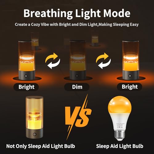 KAFIYA Improving Sleep Table-Night-Light to Relax Mood，Protect Eyes with Bedroom Dimmable-Light，Rechargeable Small Portabl...