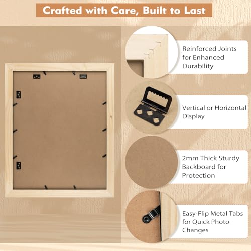 Golden State Art 16x20 Picture Frame Brown Gold Trim - Solid Wood Frame With Tempered Glass - Fits 16x20 without & 11x14 I...