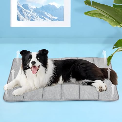 ZAKAPAWS Cooling Dog Mat Q-Max>0.5 - Rapid Cooling Tech, Thin Breathable Crate Pad, Portable Washable Summer Mat, Chill So...