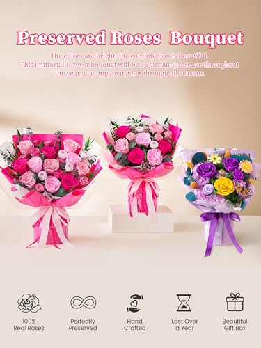 Beaulasting Roses Mothers Day Flowers for Delivery Prime Forever Flowers Mom Preserved Roses Bouquets Flower Birthday Gift...