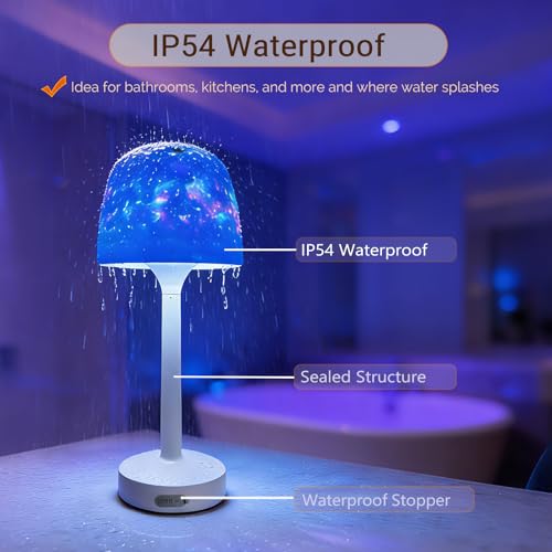 LAYSHINEEN Waterproof Shower Lamp, Cordless Bathroom Lamp with Touch and Remote Control, LED Shower Light with 16-Color Oc...