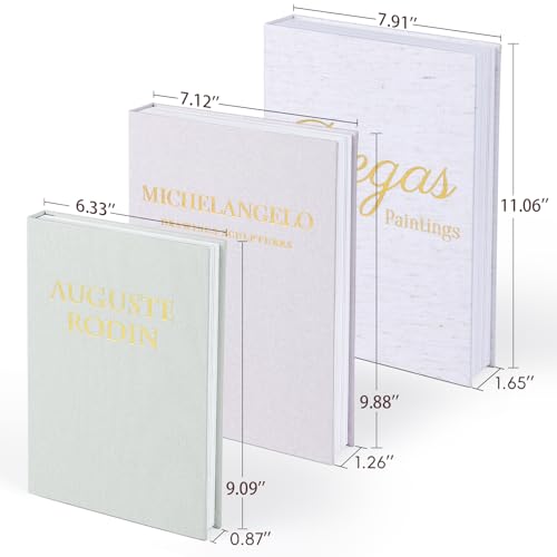 XKDOUS 3 Pack Linen Decorative Books for Home Decor Gold Foil Cover Modern Faux Decor Book Aesthetic Coffee Table Books Ho...