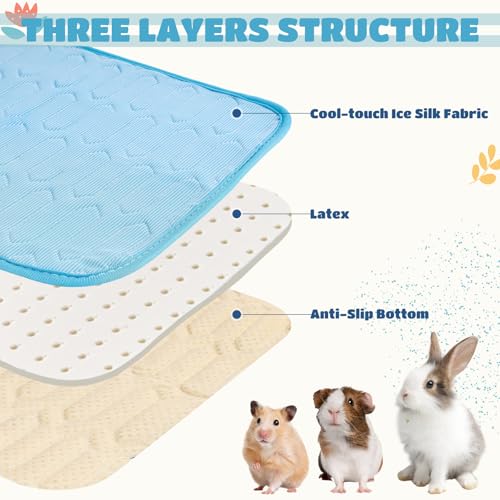 Breling 5 Pack 12" x 16" Summer Cooling Mat for Small Animals, Washable Reusable Guinea Pig Bedding Non-Slip Mat for Small...