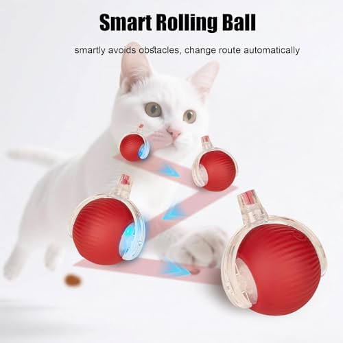 molxiobul Interactive Dog Cat Toy Ball, Upgraded Rechargable Smart Automatic Rolling Pet Ball with Tail, Fast Moving Toy f...