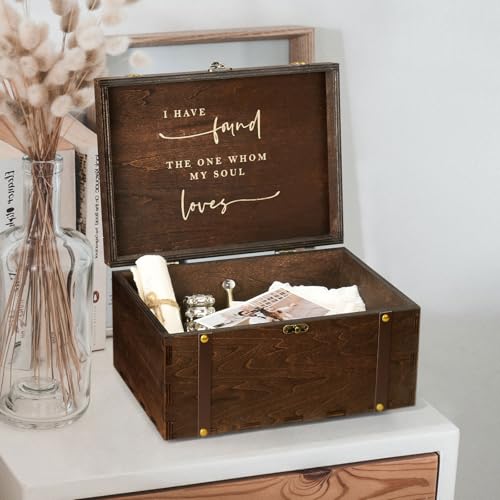 AW BRIDAL Large Mr and Mrs Wedding Keepsake Box with Lids, Engraved Wooden Storage and Decorative Box, Bridal Shower Gifts...