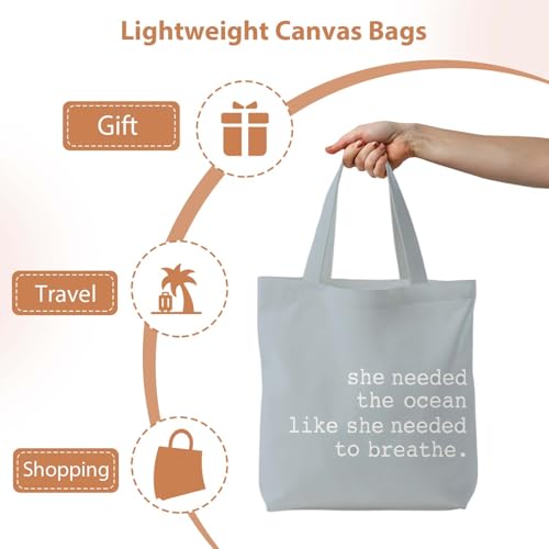 Likjad Regular Canvas Bag, Summer Beach Tote Bag for women,Reusable Grocery Shopping Bags
