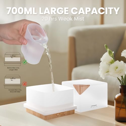 URPOWER Aromatherapy Essential Oil Diffuser Humidifier, 700ml Large Capacity Modern Ultrasonic Aroma Diffusers Running 20+...