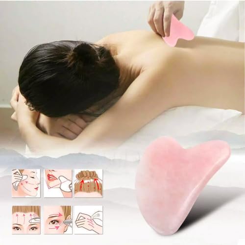 YAMHOHO Gua Sha Jade Stone Gua Sha Massage Tool, Guasha Tool for Face and Body Skin Massage. Tools for SPA Acupuncture, Pi...