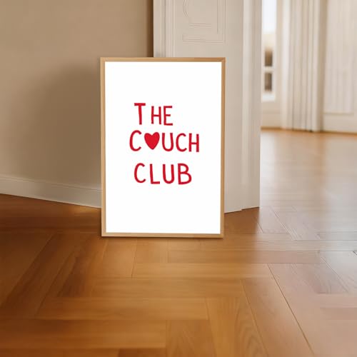 Framed The Couch Club Poster Canvas Print Art Minimalist Aesthetic Quirky Poster Pictures Wall Art Wall Decor for Living R...