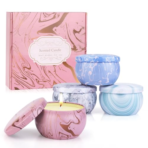 Candles - Scented Candles Gift Set for Women, 4 Packs Natural Fragrance Aromatherapy Candles for Home Scented, Long Burnin...