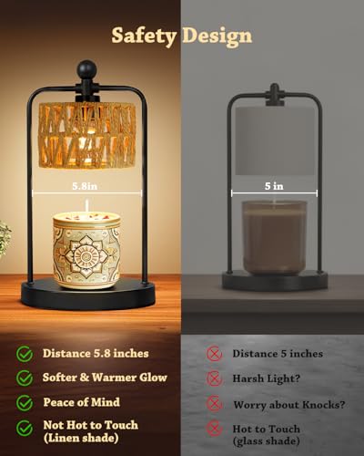 FUNNYBEHOM Candle Warmer Lamp with Timer Dimmer, Candle Warmer for Jar Candles Lights, Boho Candle Lamp Warmer with 2 Bulb...