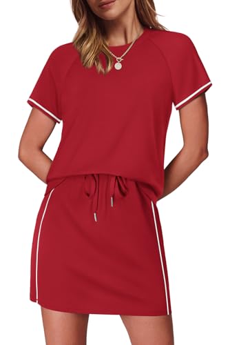 Sampeel 2 Piece Sets for Women Skirt Sets Summer Outfits Womens Clothing Set Travel Workout Skort Sets