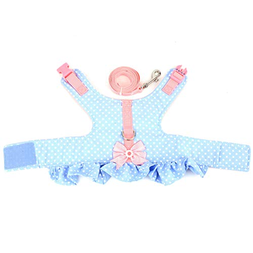 Zunea No Pull Small Dog Girl Harness Dress Escape Proof Cat Kitten Vest Harness Leash Set Step-in Soft Cotton Padded Polka...