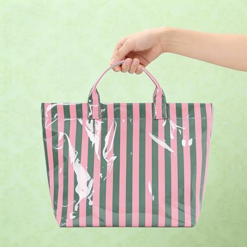 Tote Bag for Women Large Striped PVC Tote Bag Plastic Handbag Tote Bag for Work Travel