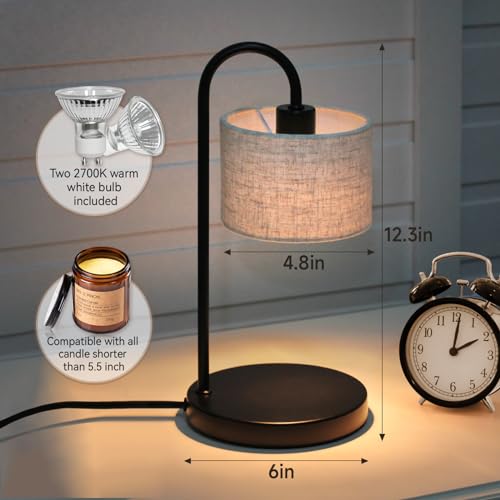 FINCMY Candle Warmer Lamp with Timer, Dimmable Candle Wax Warmer Candle Lamp Warmer for Scented Candles with 2 Bulbs, Moth...