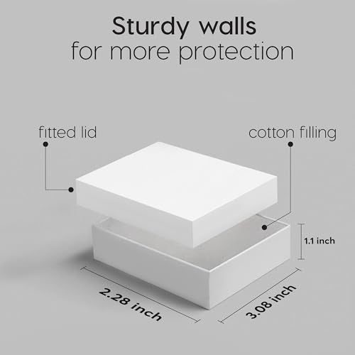 BULK PARADISE 6 Pack Cotton Fill White Cardboard Paper Jewelry Box Gift Size 3.08 x 2.28 x 1.1 Inches Perfect for Small Gifts