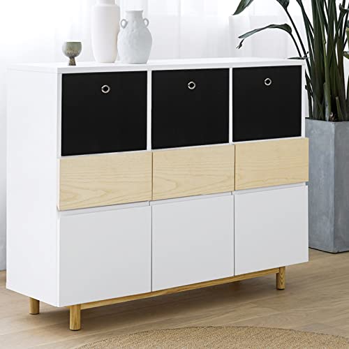 NieEnjoy Black Foldable Storage Cubes Bins ,11 Inch Cloth Storage Cube Fabric Storage Box Cubes Organizer Baskets with Han...