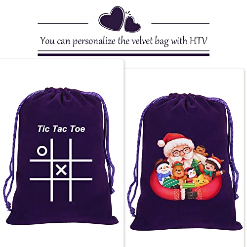 HRX Package 20pcs Velvet Bags, 5x7 inch Purple Cloth Gift Pouches Drawstring Baggies Sacks for Dice Ornament Jewelry