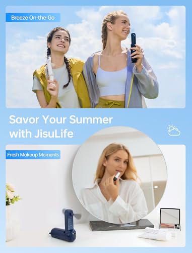 JISULIFE 3 IN 1 Handheld Mini Fan - Portable Fan & Power Bank & Flashlight, 19H Max Cooling, USB Rechargeable, Pocket-Size...