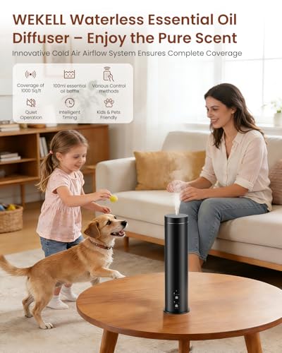 WEKELL Waterless Essential Oil Diffuser for Large Room, 1000 Sq Ft Coverage, Scent Diffuser for Home, Office, Hotel and Sp...